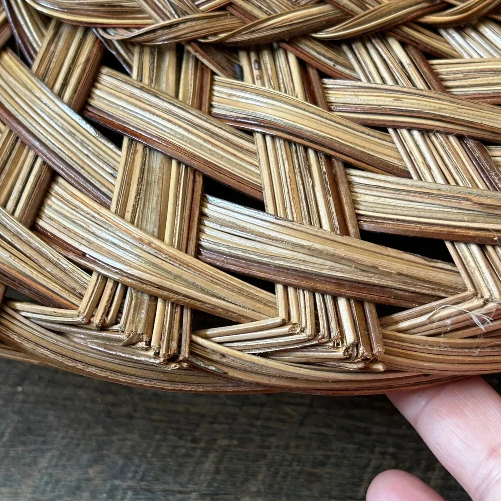 Woven Wicker Sunburst Tray Round 14 Inch Wall Decor Philippines Boho Brown